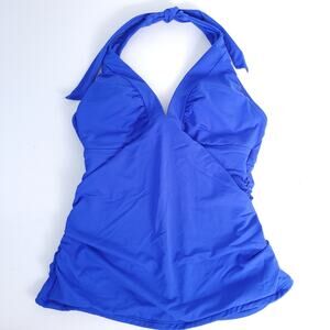Athleta Tankini Top Swimsuit Small Blue Bathing Suit, Halter Tie Top Excellent